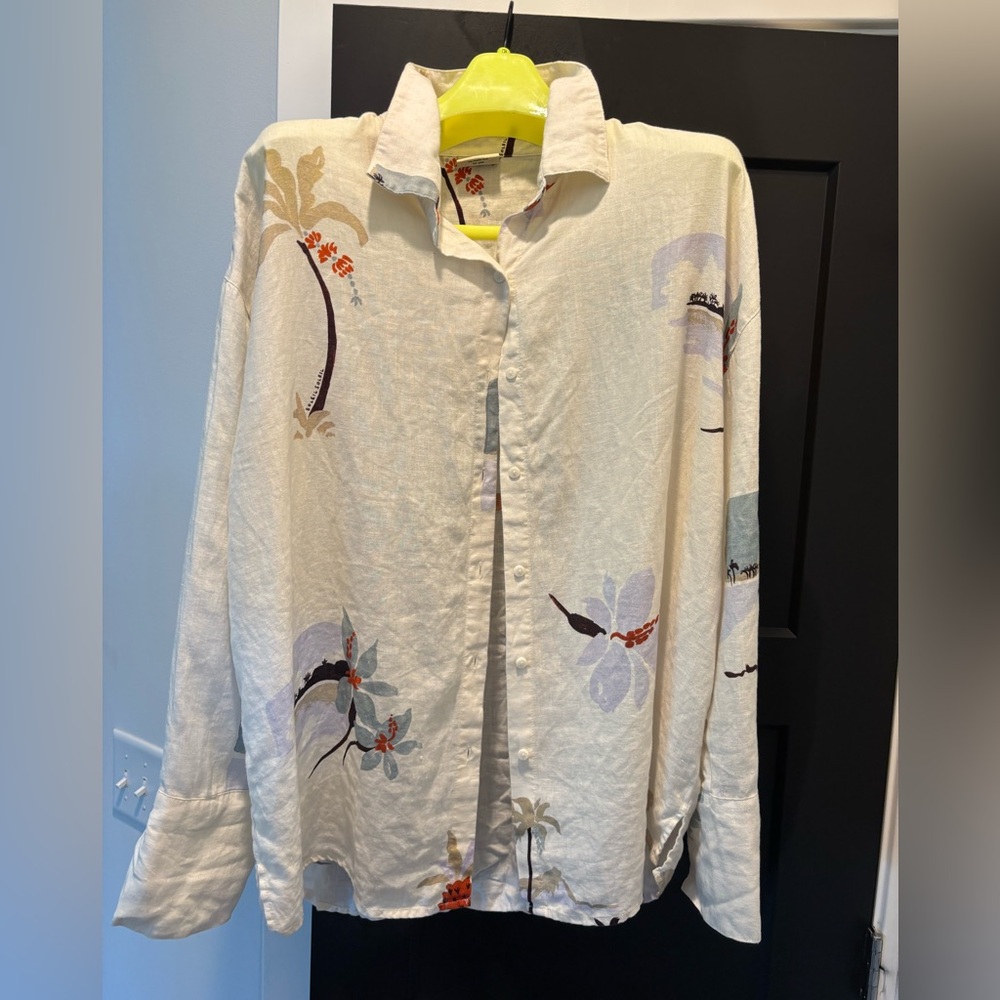 Soleil Soleil Keaton Shirt Hula Vacation Print Shirt Dress Tunic Button Top Sz 2 - Picture 10 of 15